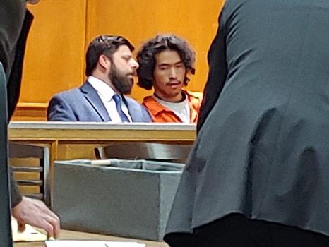 Jason Chen, right, who is charged in the murder of Jasmine Pace, made his first court appearance on Tuesday morning. He is shown with attorney Josh Weiss, left.